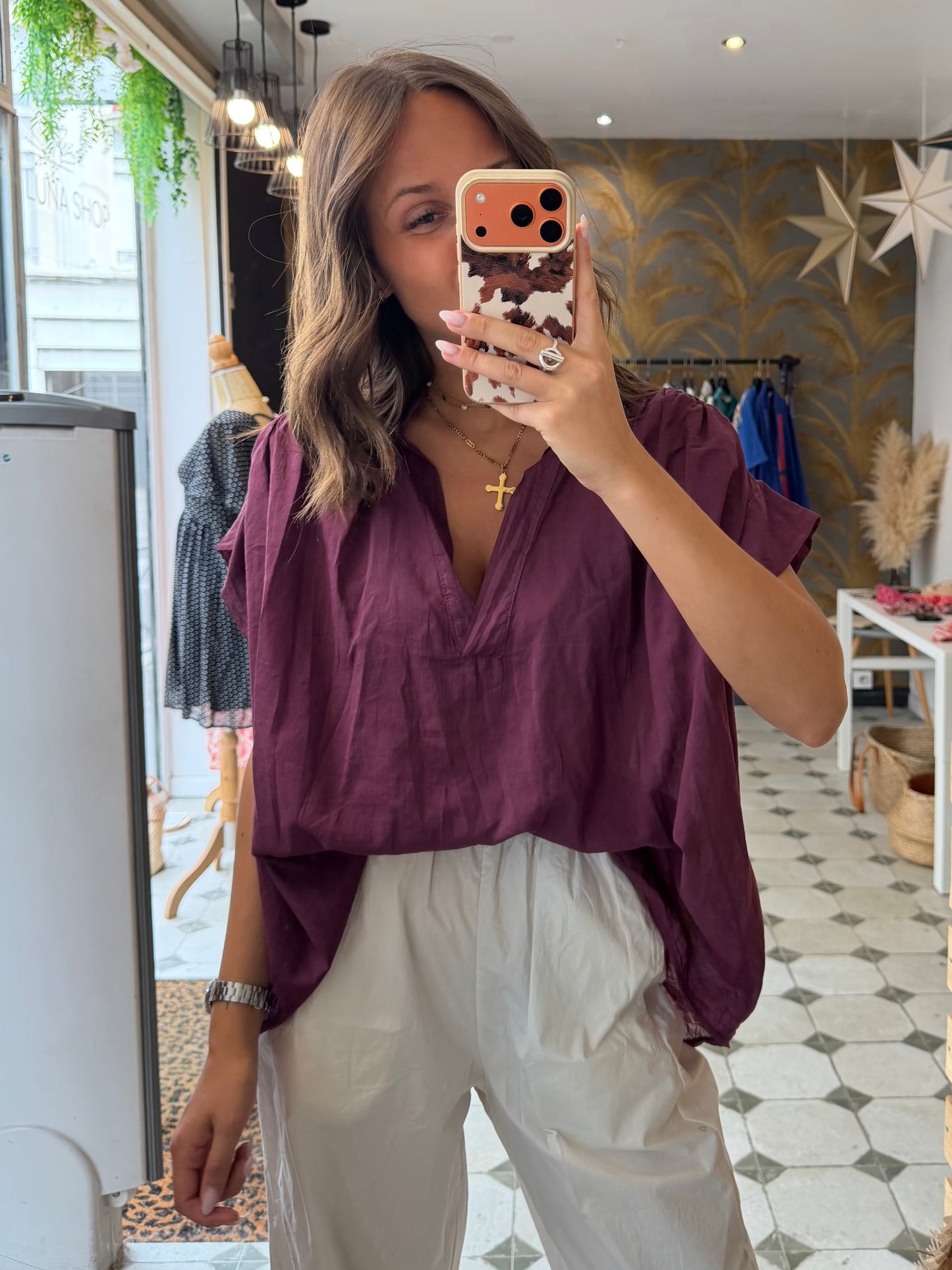 Blouse sans manches Lila prune - Johanna Paris