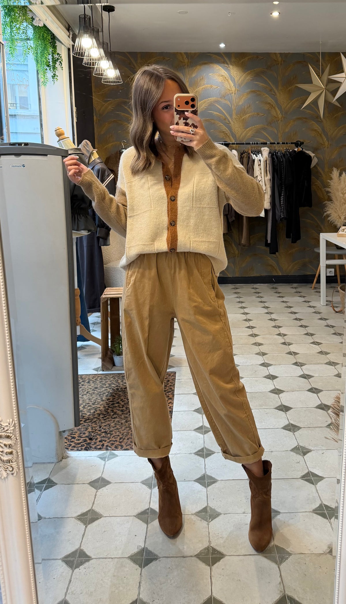 Pantalon Magique en velours Camel - Johanna Paris