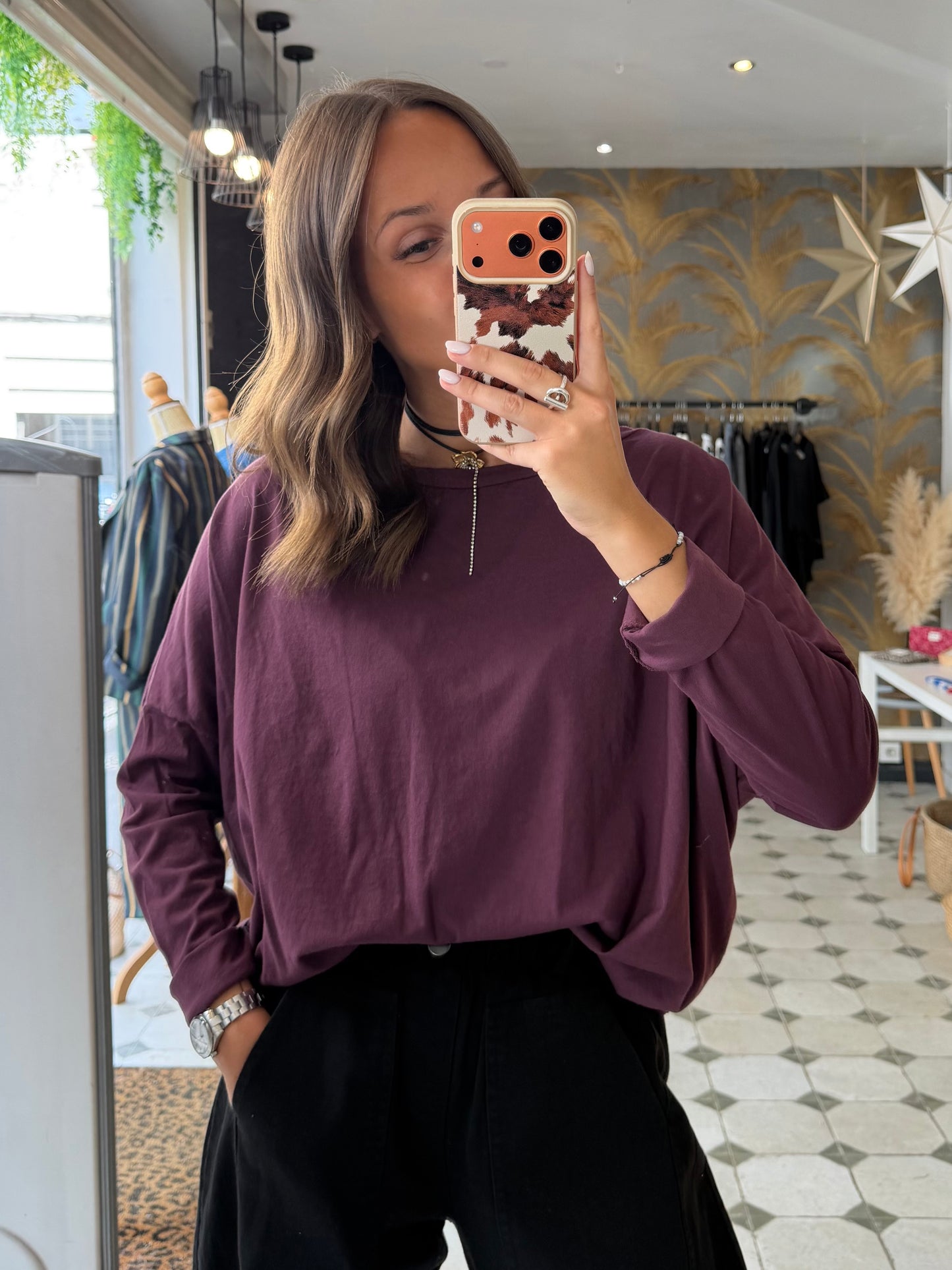 T-Shirt Col Bateau prune - Johanna Paris