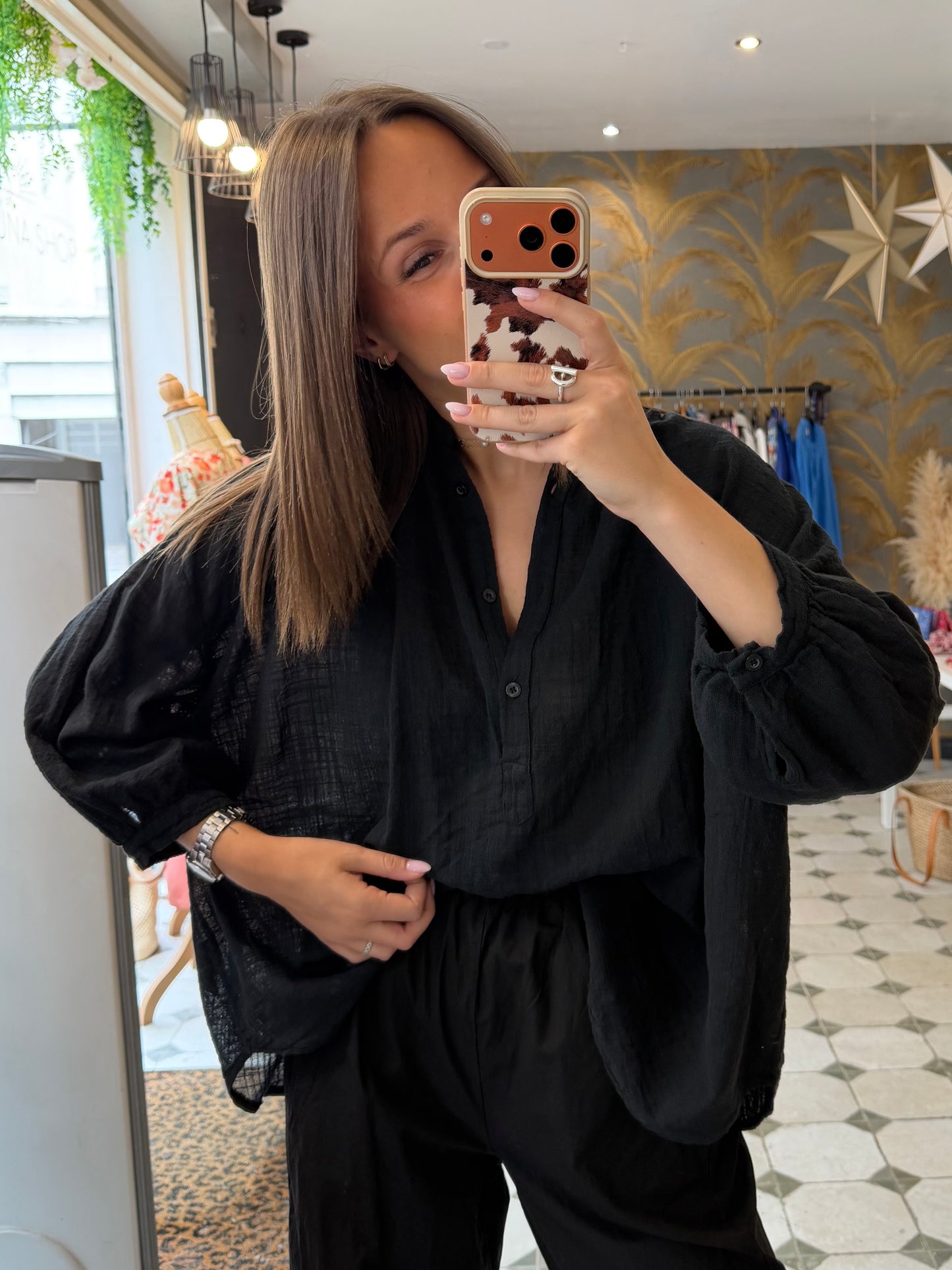 Chemise Ava en Garza noir - Johanna Paris