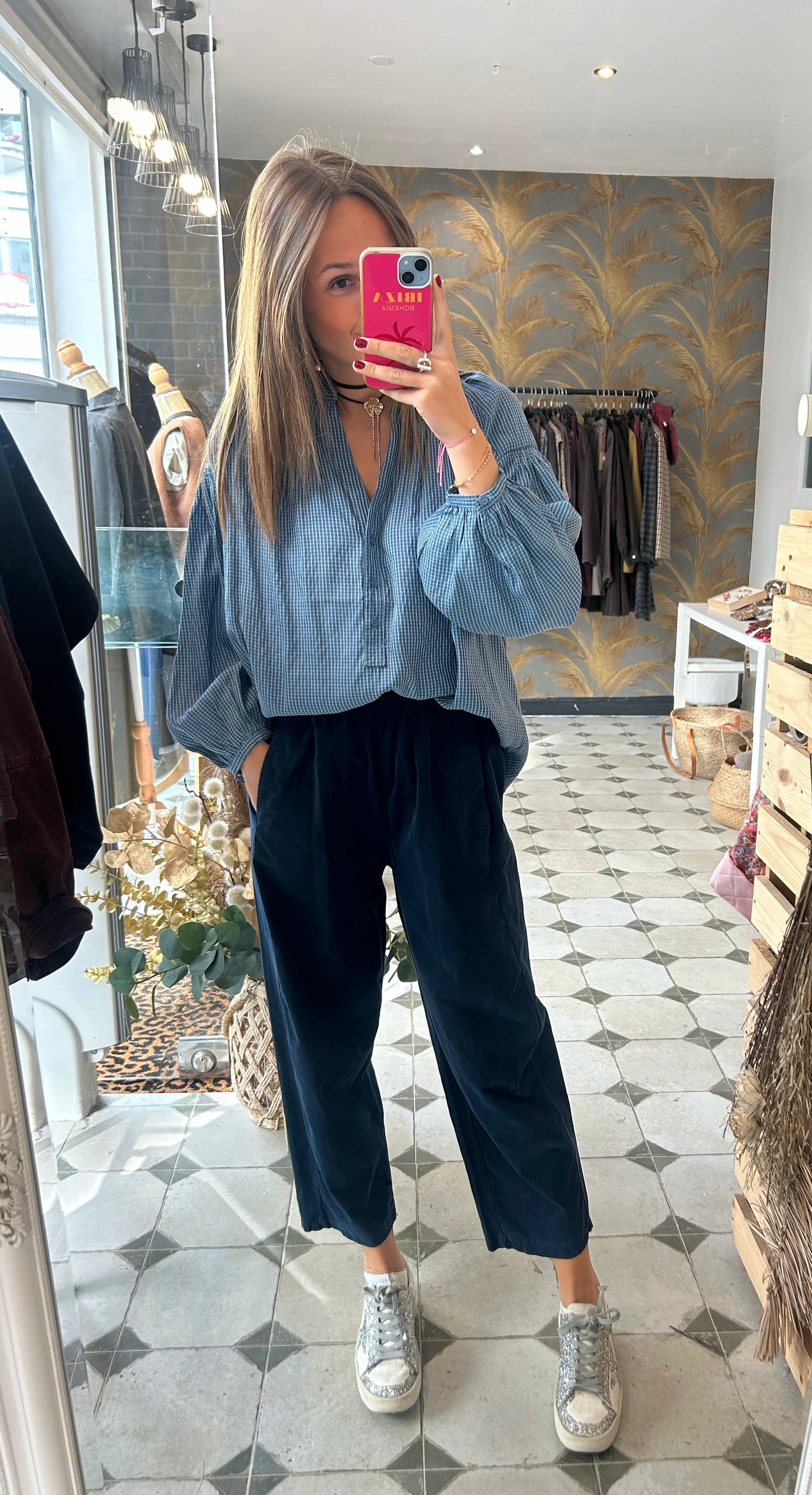 Pantalon Magique en velours bleu marine - Johanna Parisn