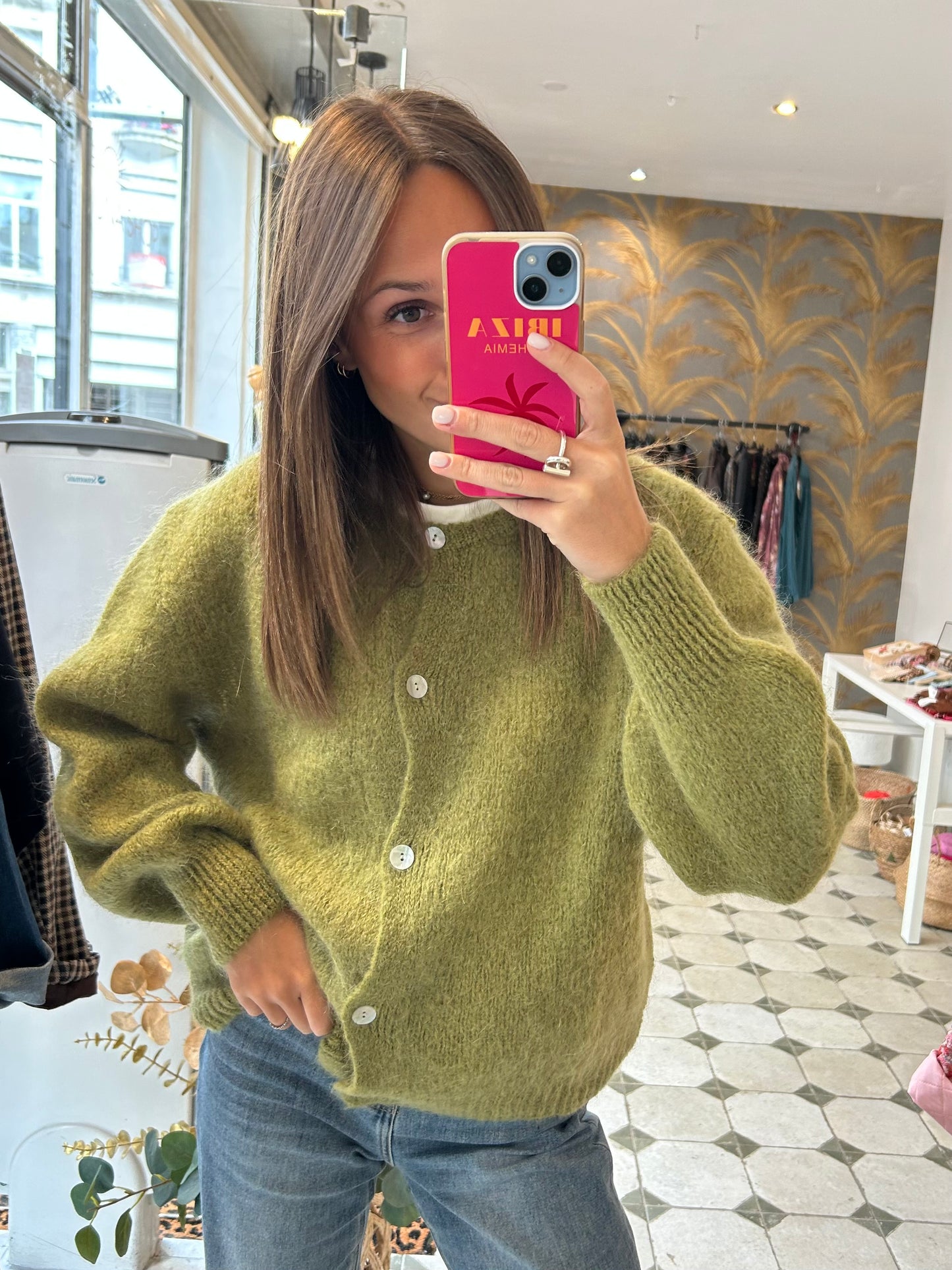 Gilet en laine vert olive - Johanna Paris