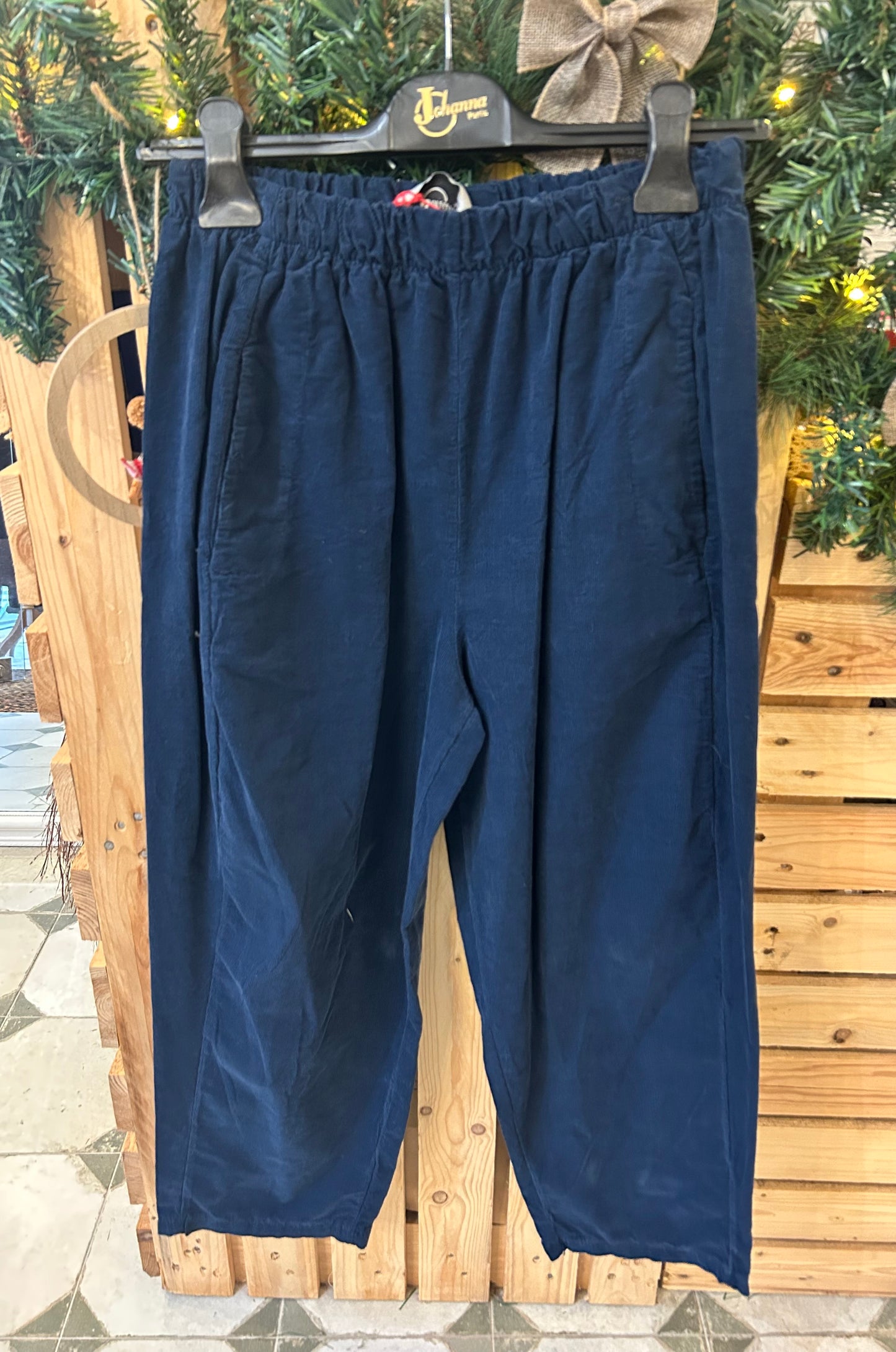 Pantalon Magique en velours bleu marine - Johanna Paris