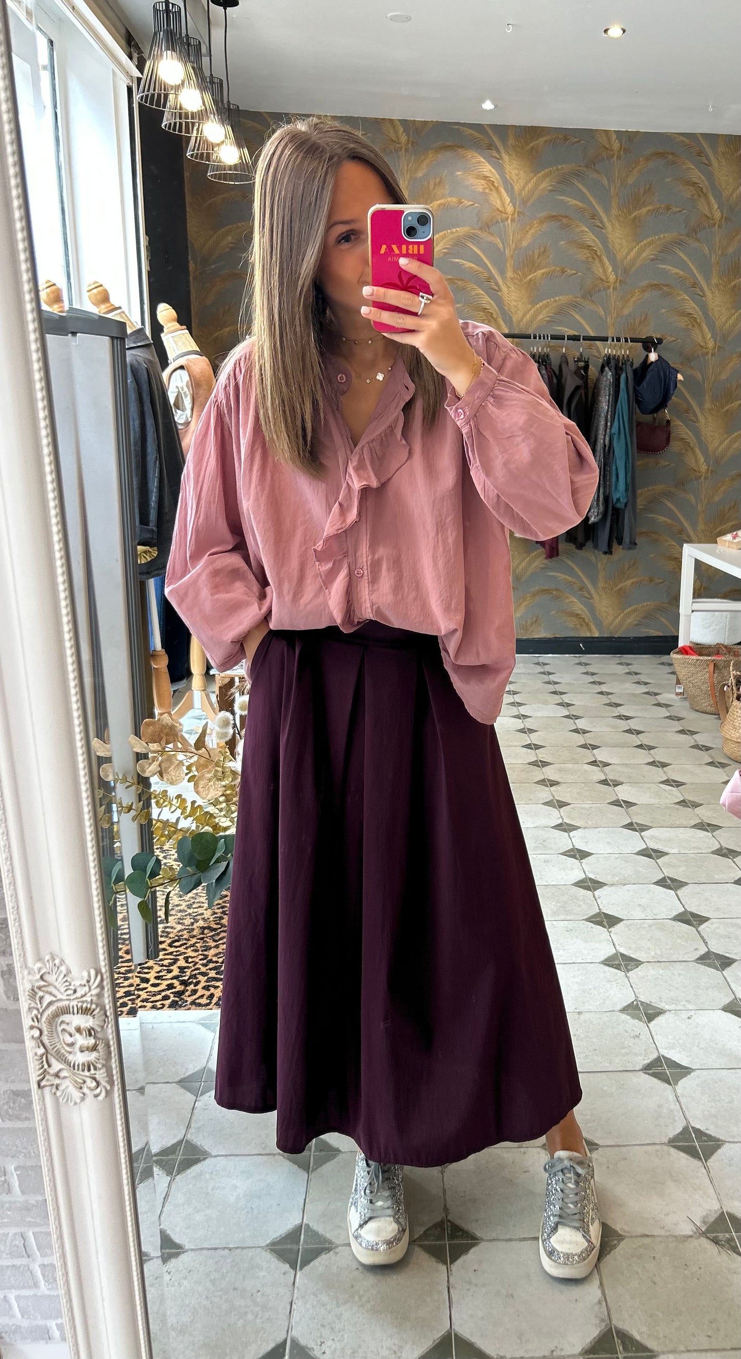 Jupe longue Marlène prune - Johanna Paris