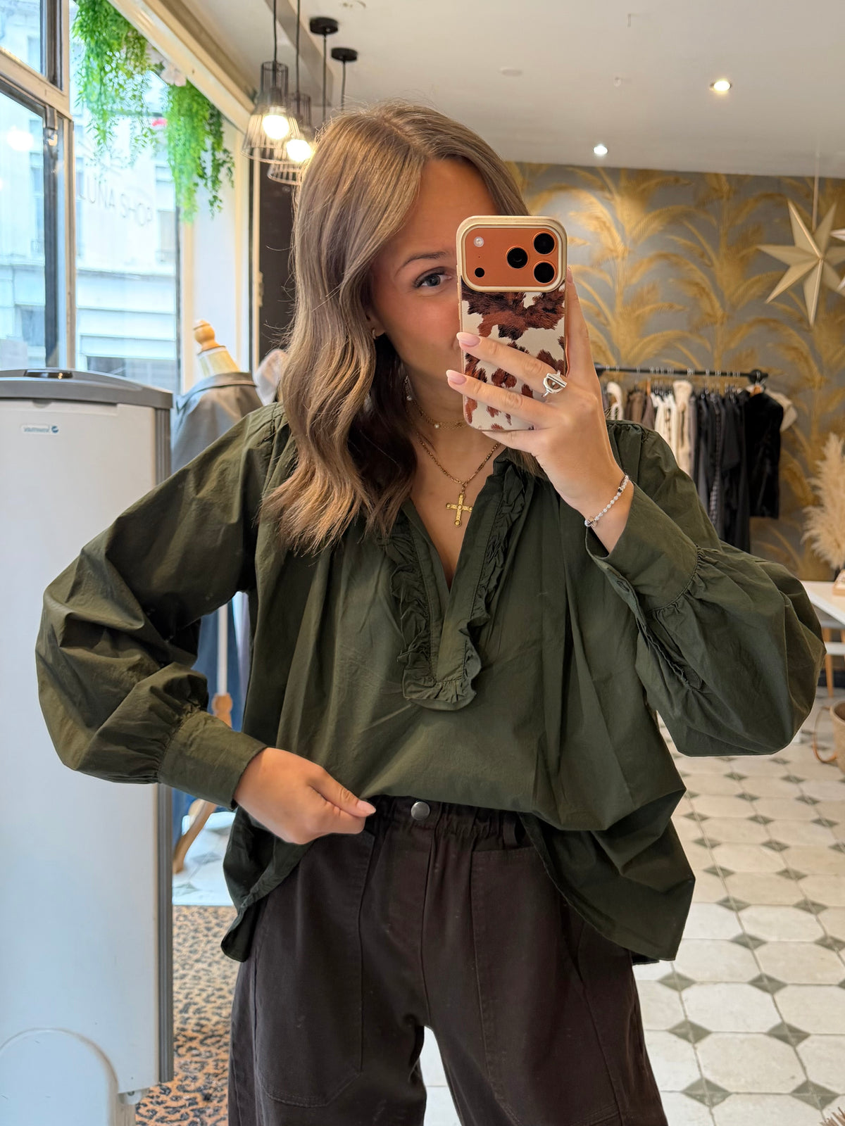 Blouse Aria manches longues kaki - Johanna Paris