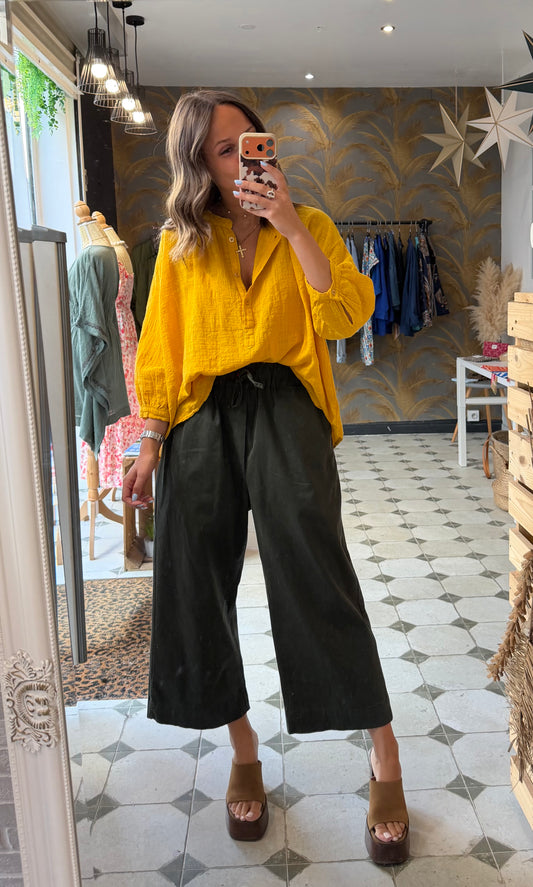 Pantalon en toile avec des liens kaki - Johanna Paris