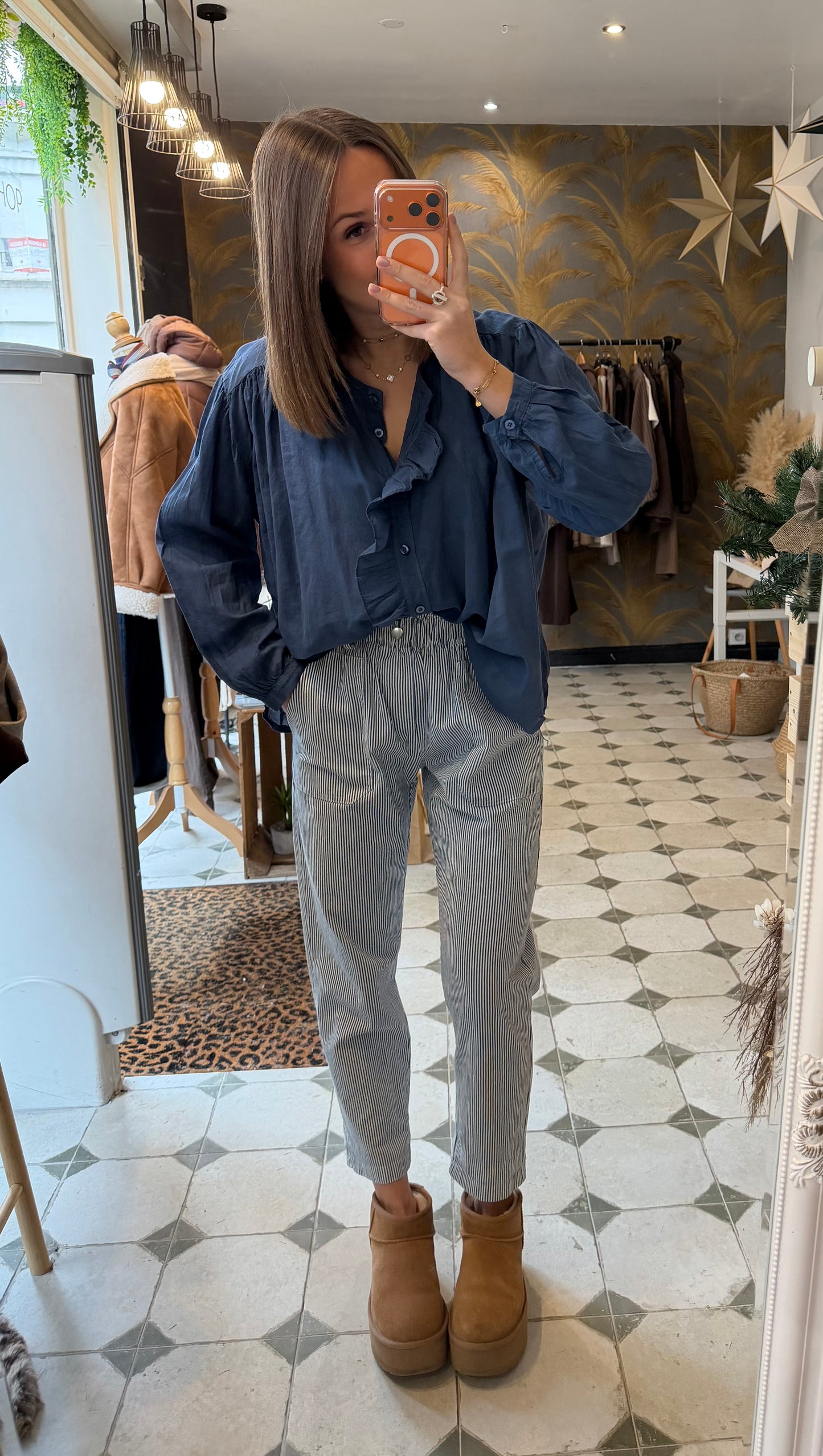 Pantalon rayé en toile - Johanna Paris
