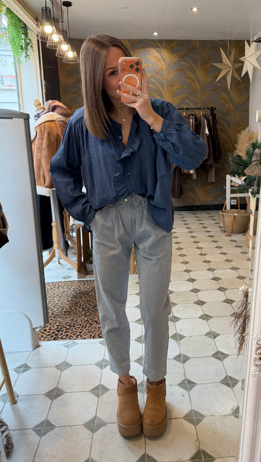 Pantalon rayé en toile - Johanna Paris