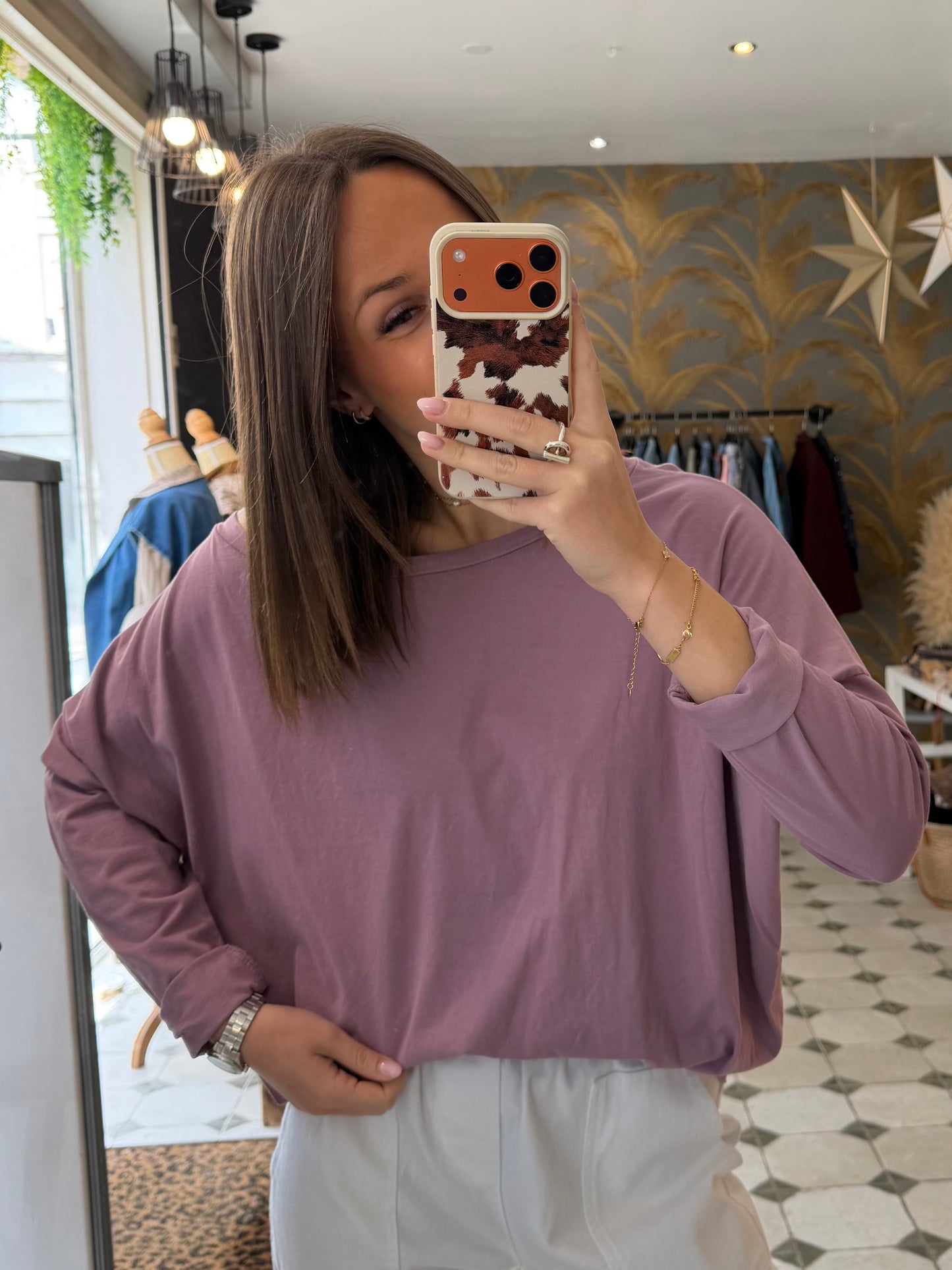 T-Shirt Col Bateau parme - Johanna Paris