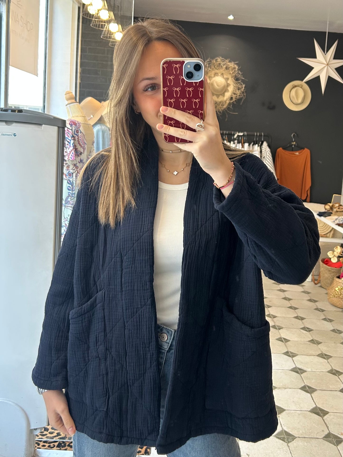 Veste molletonnée Edmée bleu marine
