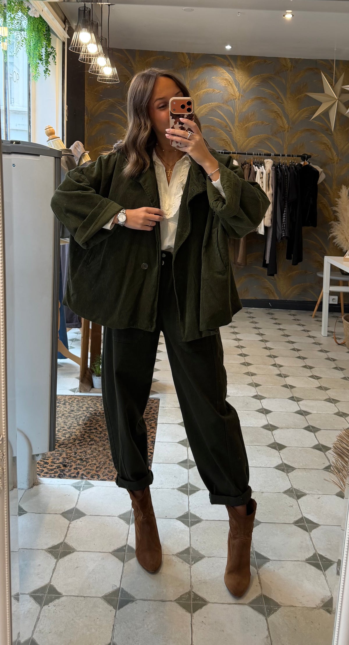 Veste Nola kaki en velours - Johanna Paris