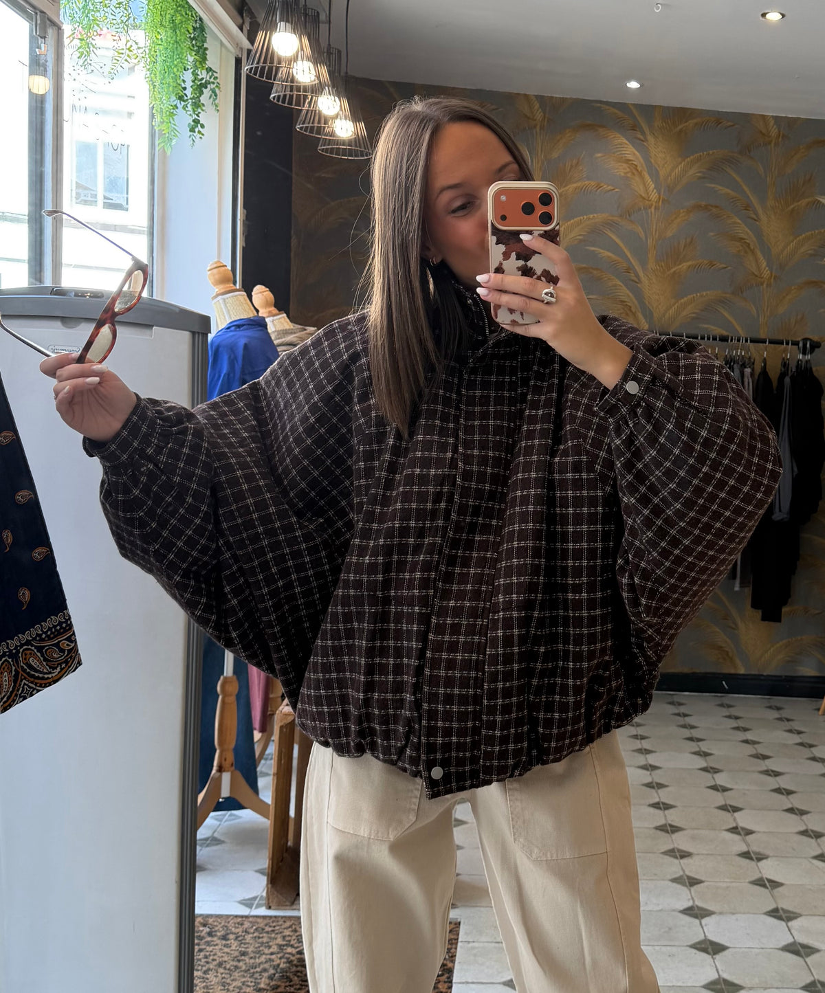 Blouson boule à carreaux - Johanna Paris