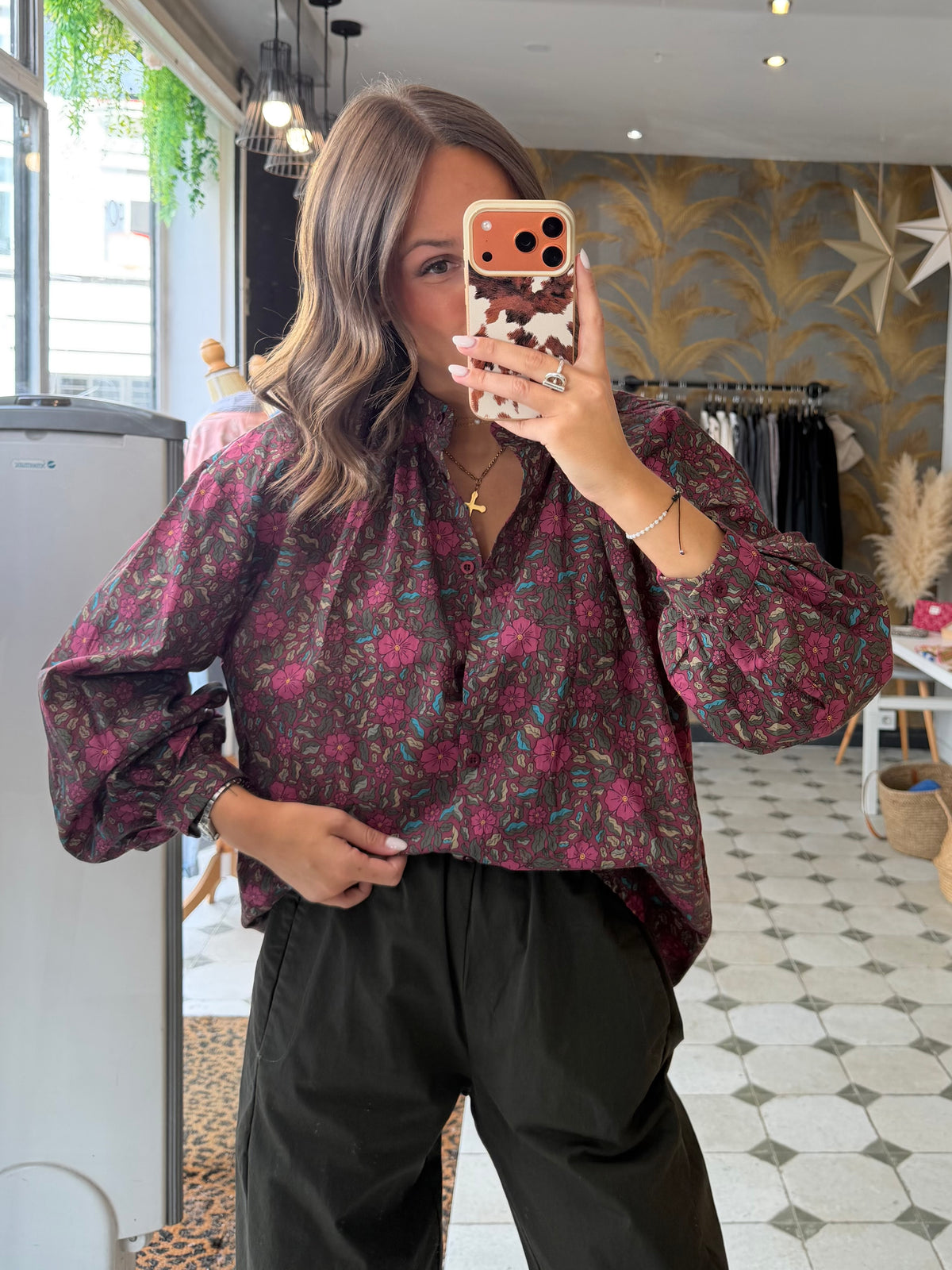 Blouse Flowers prune - Johanna Paris