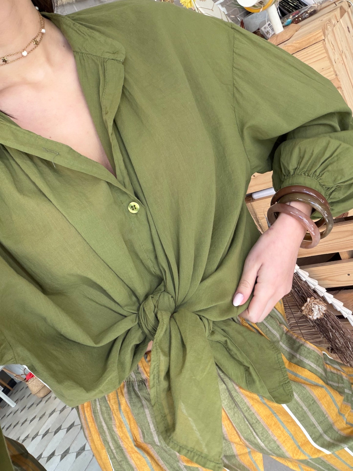 Chemise Clémentine vert olive - Johanna Paris