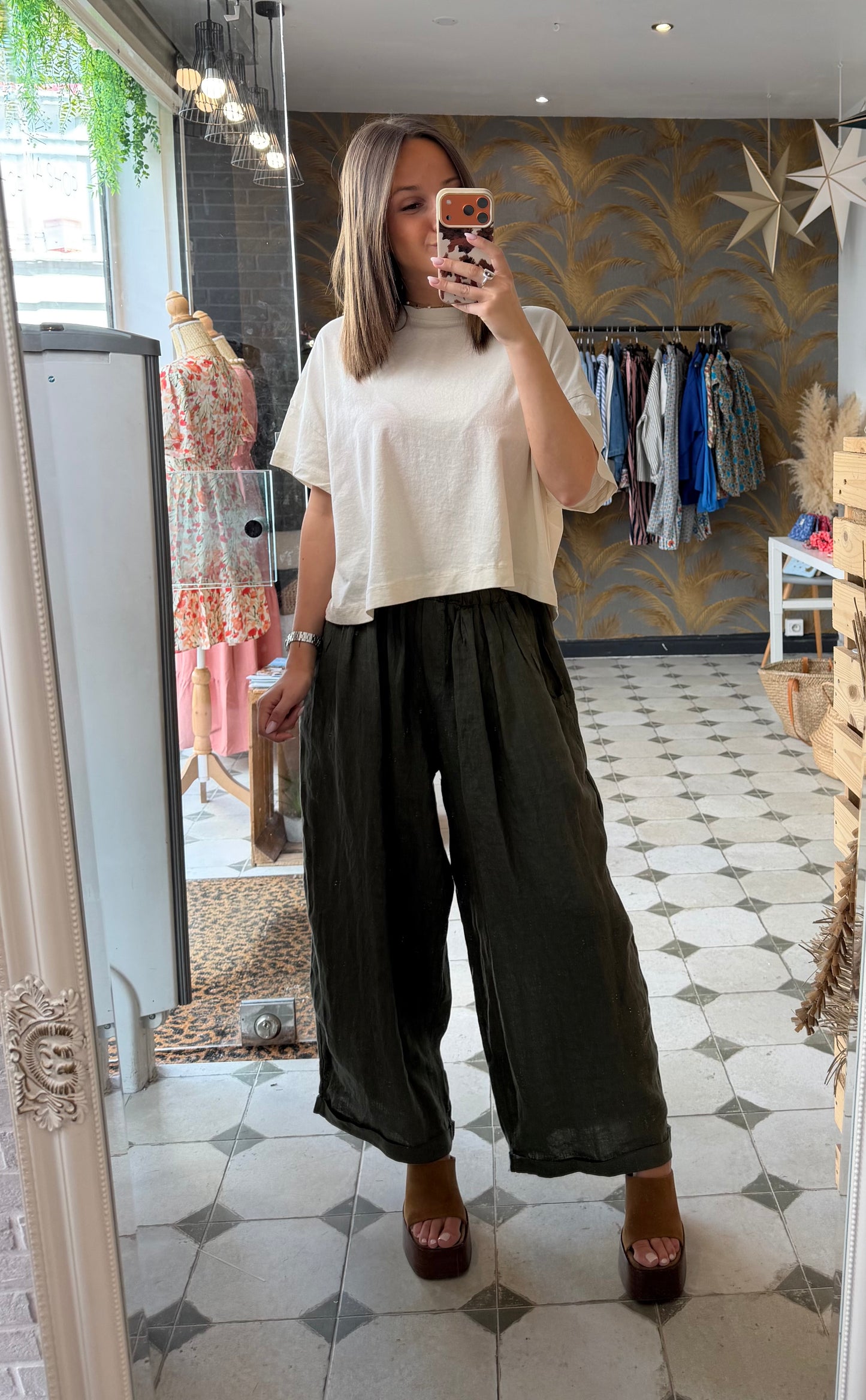 Pantalon Magique 2 en lin kaki  - Johanna Paris
