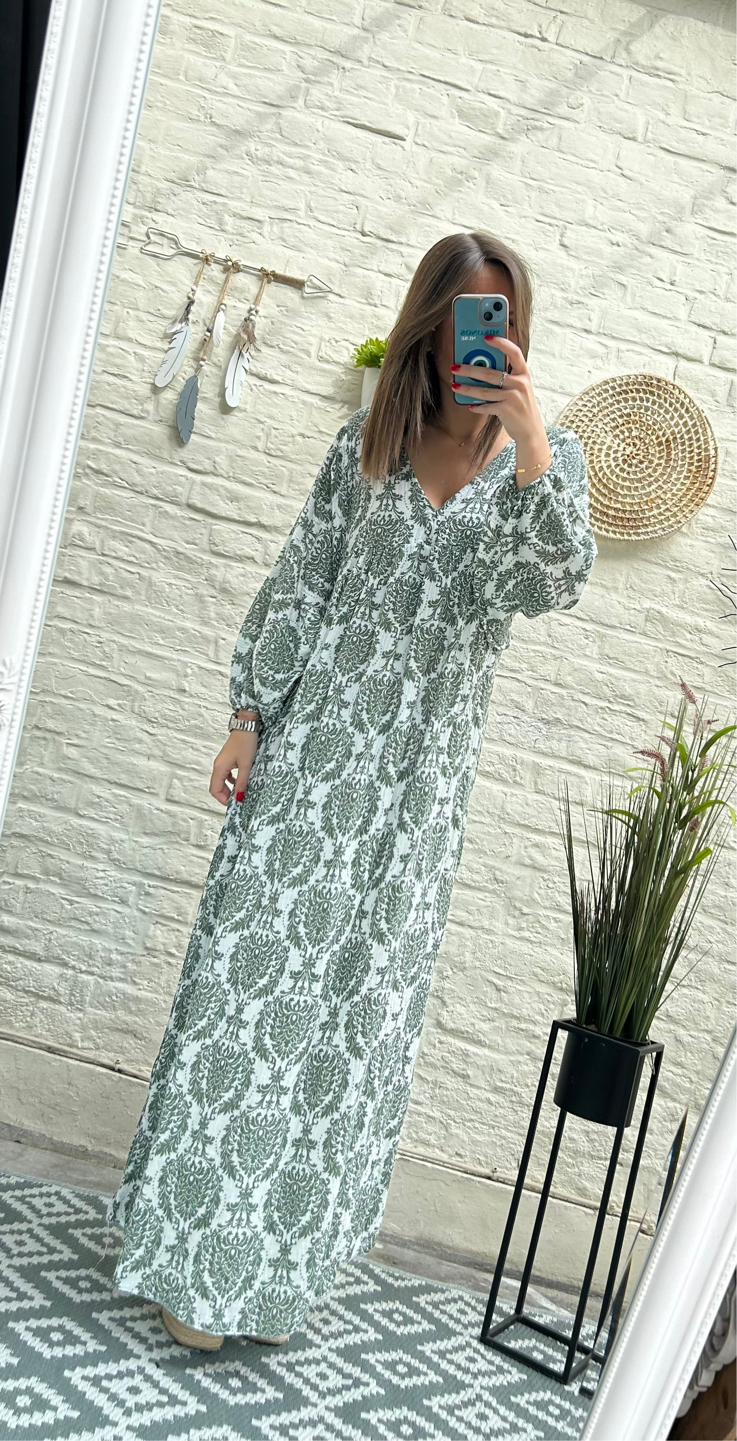 Robe longue en gaze de coton