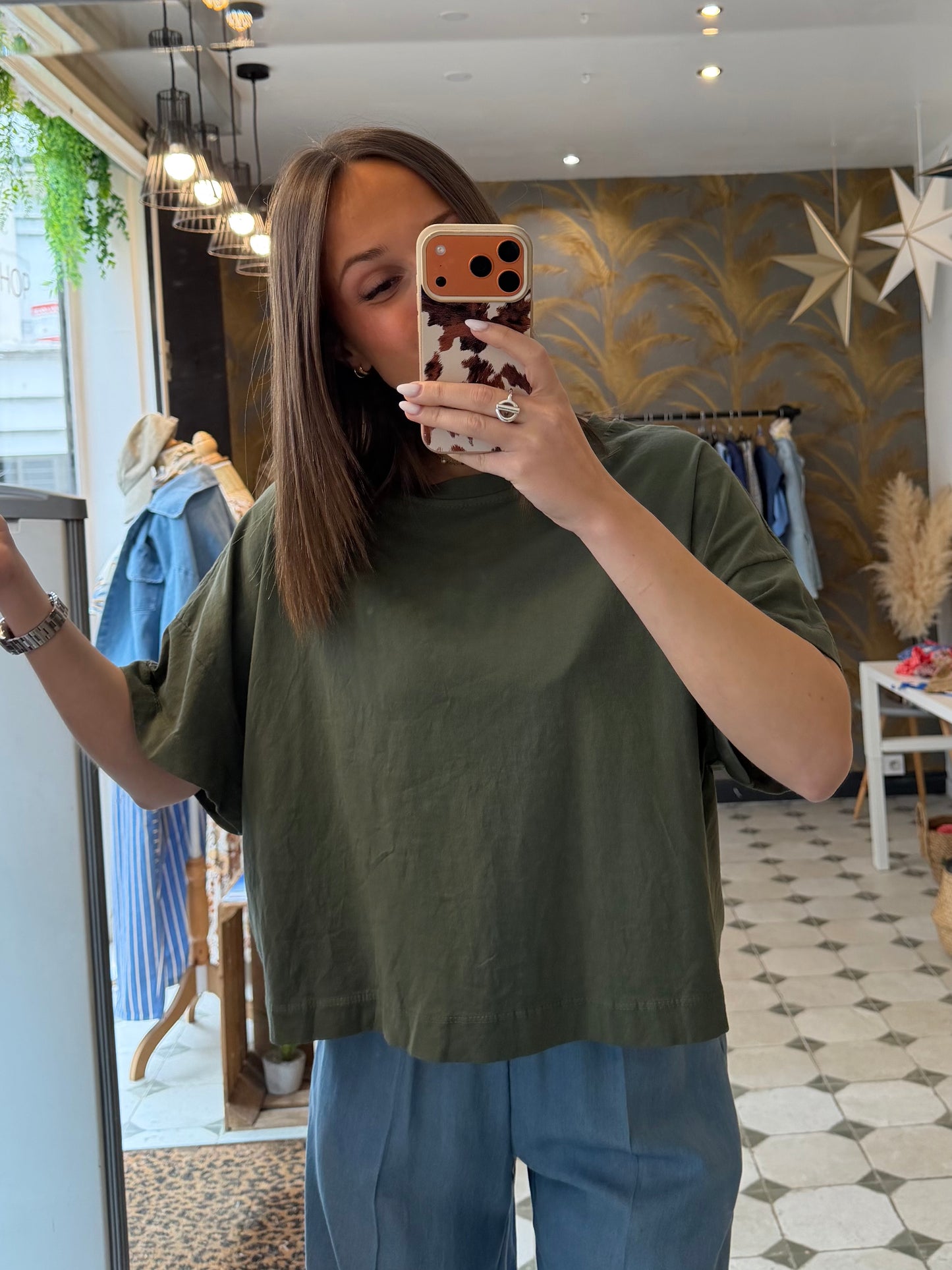 T-Shirt col rond kaki - Johanna Paris