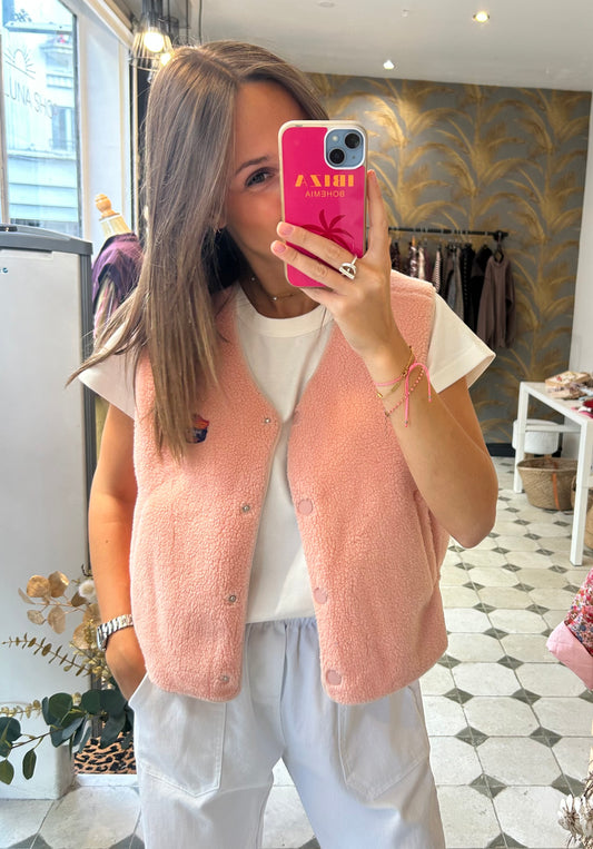 Gilet Maël rose pâle