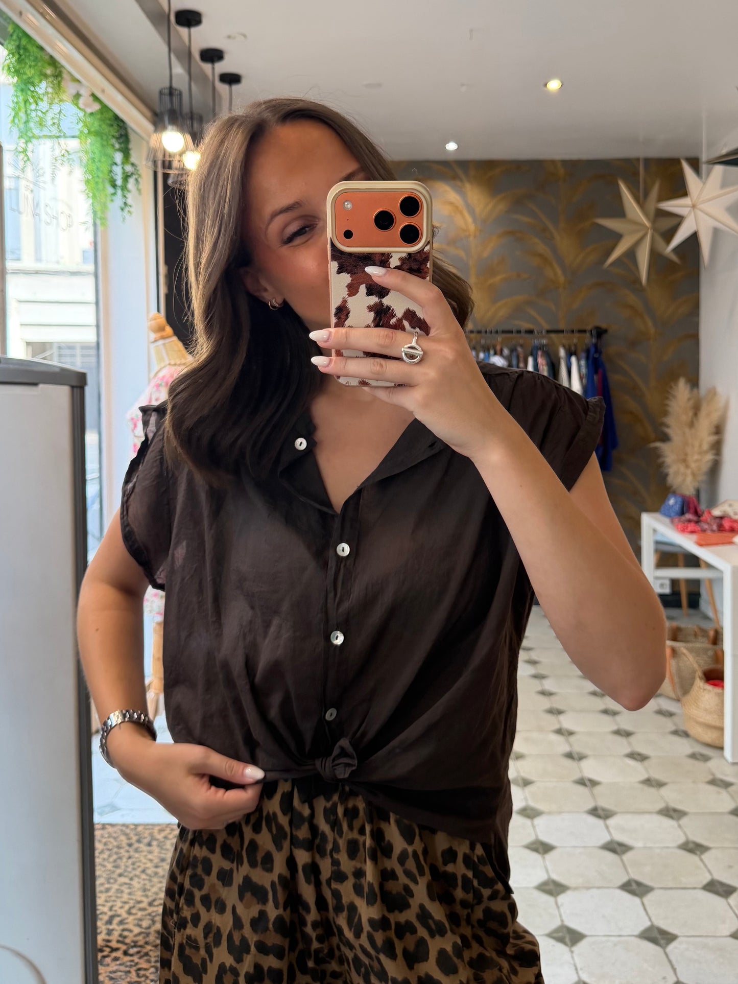 Blouse sans manches Myla chocolat - Johanna Paris
