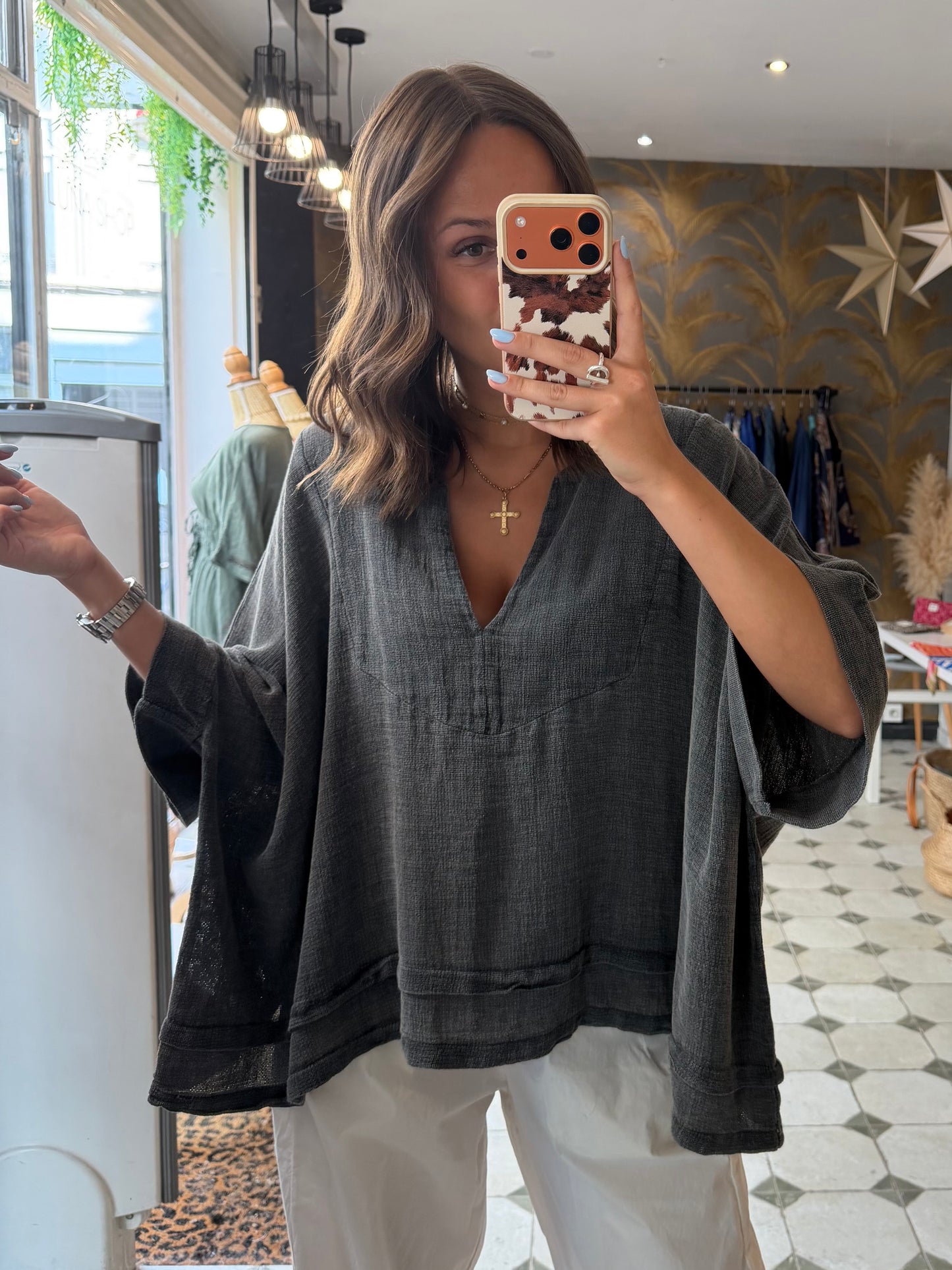 Blouse grise asymétrique - Johanna Paris