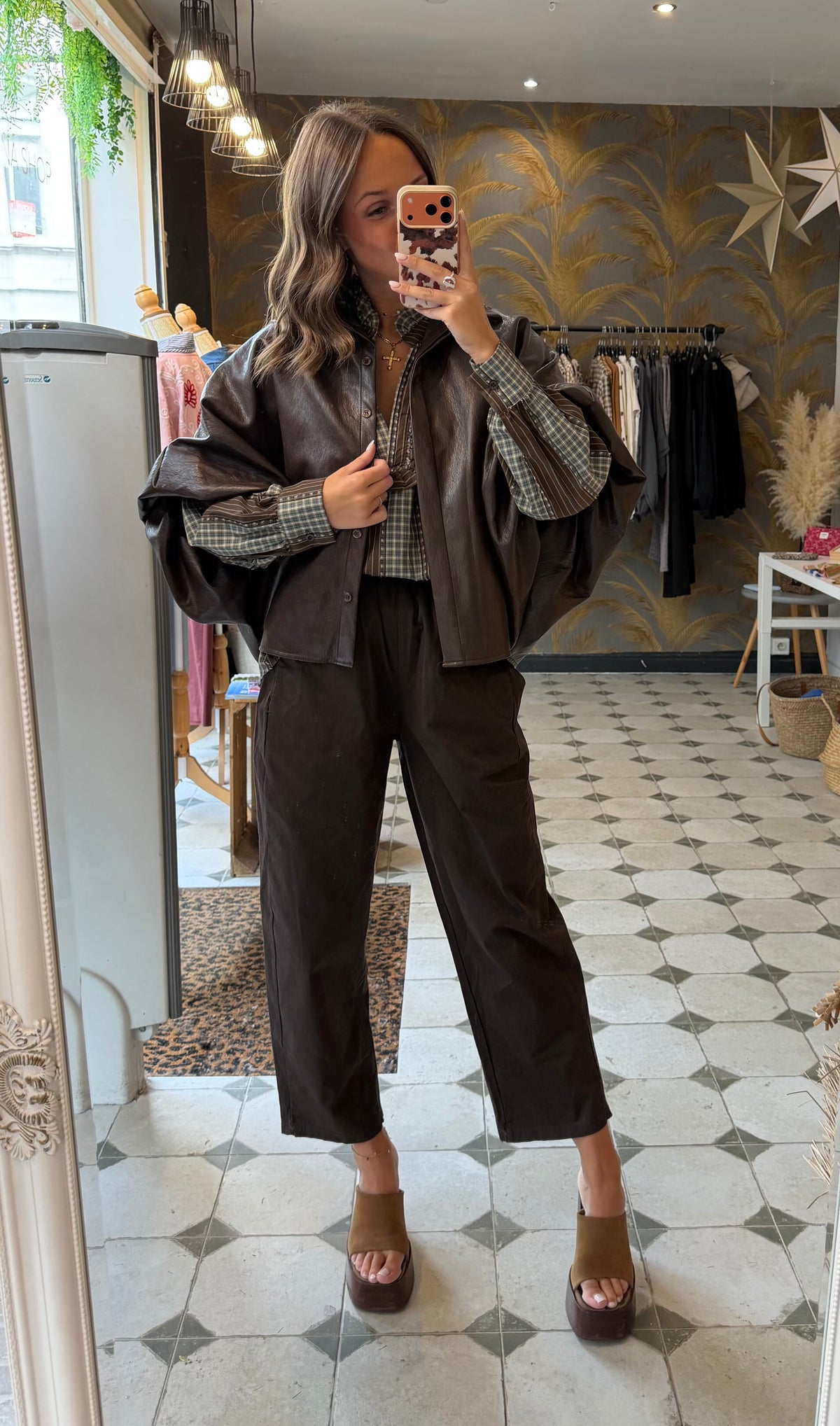 Pantalon Magique en toile kaki chocolat - Johanna Paris