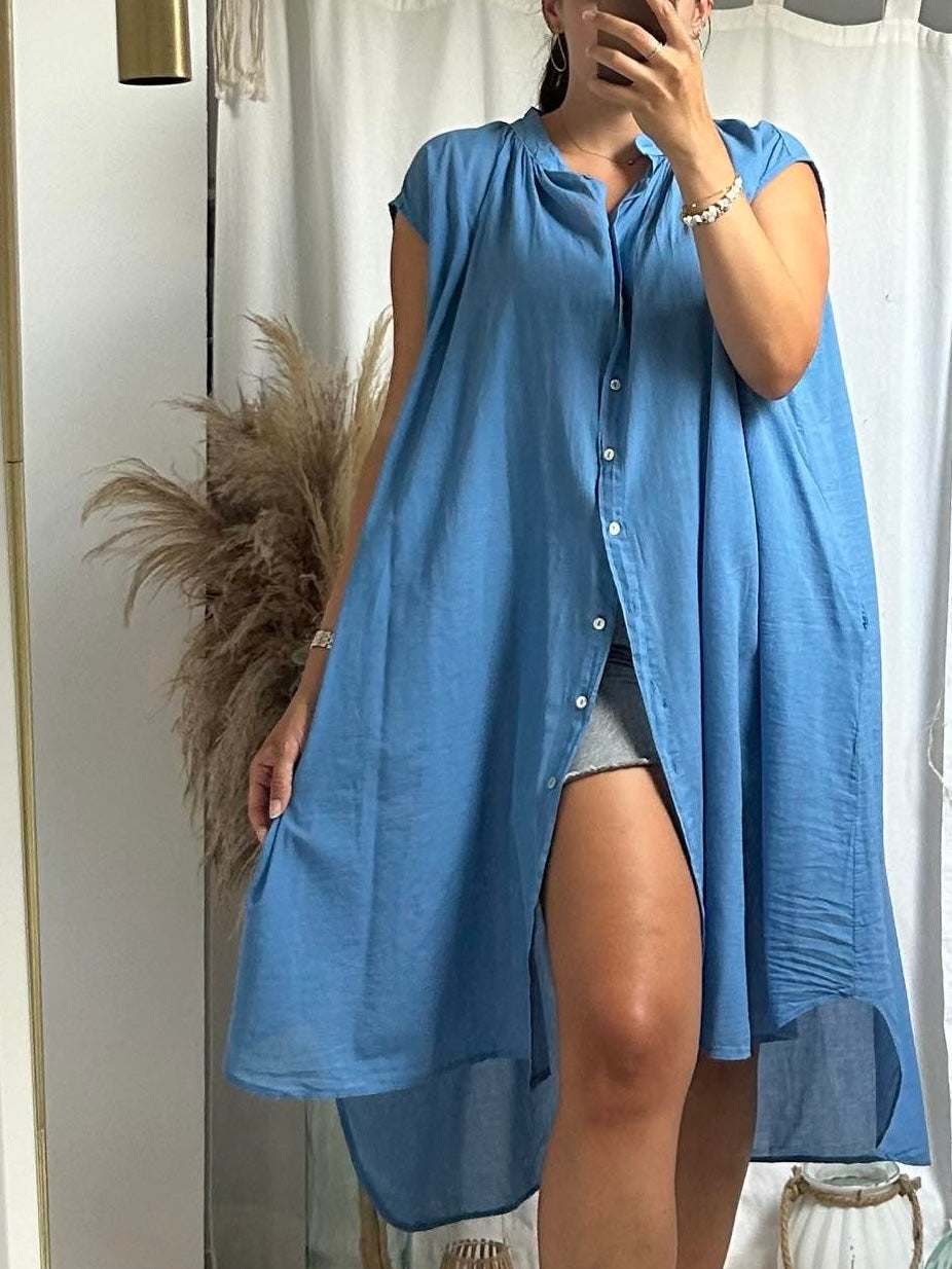 Robe chemise oversize sans manches